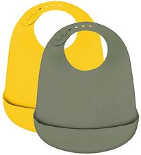 We Might Be Tiny Bib - Silikone - 2-pack - Sage/Yellow