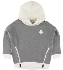 Moncler Hoodie - Grey Melange/White