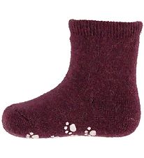 Joha Chaussettes - Laine - Violet av. Anti-Slip