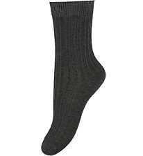 Melton Socken - Rib - Grau