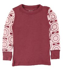 Katvig Long Sleeve Top - Wool - Red/Rose w. Apples