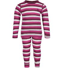 Color Kids Baselayer - Beet Red w. Stripes