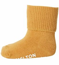 Melton Socken - ABS - Ockergelb m. Antirutsch