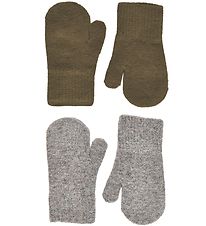CeLaVi Fäustlinge - Wolle/Nylon - 2er-Pack - Militäroliv/Graumel