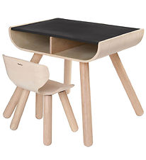PlanToys Table & Chair Set - Light Wood/Black