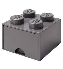 LEGO Storage Frvaringslda - 4 Knoppar - 25x25x18 - Mrkgr