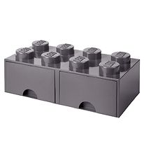 LEGO Storage Frvaringslda - 8 Knoppar - 50x25x18 - Mrkgr