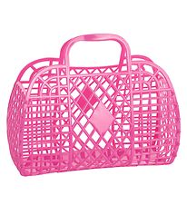 Sun Jellies Large Folding Basket - Retro - Berry Pink