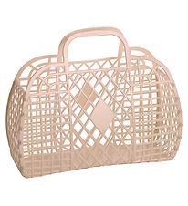 Sun Jellies Large Folding Basket - Retro - Latte