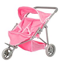 MaMaMeMo Puppe Tvillinge Klapvogn - Pink