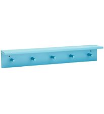 Kids Concept Shelf w. Wall Hooks - 60x10 cm - Wood - Turqoise