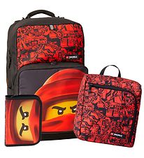 LEGO Ninjago School Backpack w. Gymsack/Pencil Case - Red