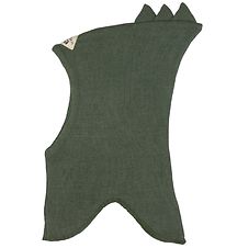 Racing Kids Balaclava - Wool/Cotton - 2-layer - Dino - Green