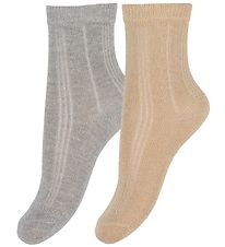 Minymo Ankle Socks - 2-pack - Pale Gold/Silver