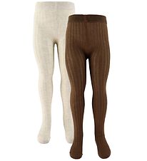 Minymo Tights - 2-pack - Solid Rib - Trush