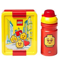 LEGO Storage Lunchbox/Water Bottle - Iconic Girl - Red/Yellow