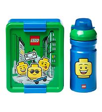 LEGO Storage Lunchbox/Water Bottle - Iconic Boy - Green/Blue