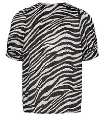 Petit Stadt Sofie Schnoor T-Shirt - Schwarz/Wei m. Zebradruck