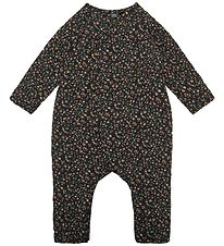 Petit Stad Sofie Schnoor Onesie - Fiola - Svart m. Blommor