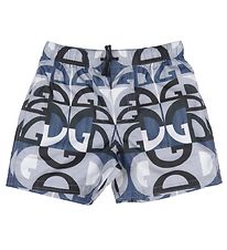 Dolce & Gabbana Shorts de Bain - Gris/Bleu av. Logos