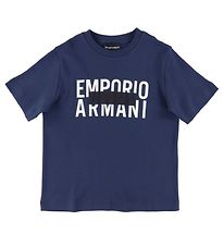 Emporio Armani Stuttermabolur - Dökkblátt M. Prentað
