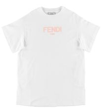 Fendi T-shirt - White w. Pink Logo
