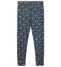 Hust and Claire Leggings - Ludo - Viscose/Bamboo - Navy w. Flowe