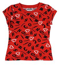 Moschino Stuttermabolur - Rautt M. Prentað