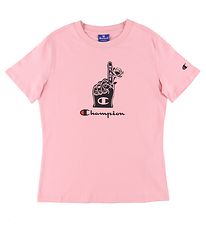 Champion Fashion Stuttermabolur - Bleikt M. Prentað