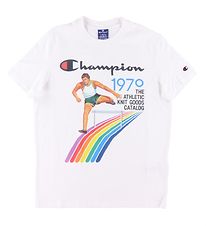 Champion Fashion Stuttermabolur - Hvítur M. Prentað