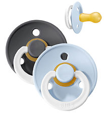 BIBS Colour Glowing Pacifiers - 2-Pack - Size 1 - Round - Iron/B