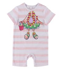 Stella McCartney Kids Summer Romper - White/Rose Striped w. Flam