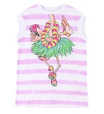 Stella McCartney Kids Dress - Purple/White Striped w. Flamingo