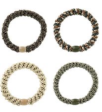 Kknekki Hair Ties - 4-pack - Beige/Green/Brown Glitter