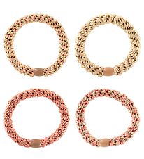 Kknekki Hair Elastics - 4-pack - Beige/Rose