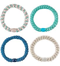 Kknekki Hair Elastics - 4-pack - Navy/Turquoise/White