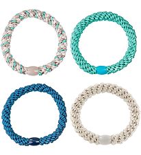 Kknekki Hair Elastics - 4-pack - Navy/Turquoise/White