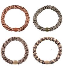 Kknekki Hair Ties - 4-Pack - Brown/Green Glitter