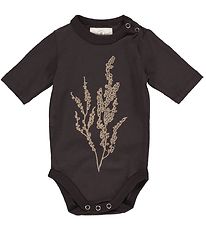 Gro Bodysuit l/s - Idun - Black Brown w. Print