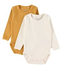 Minymo Bodysuit l/s - Rib - 2-pack - Amber Gold