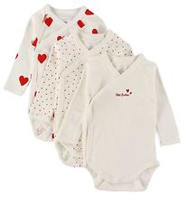 Petit Bateau Bodysuit l/s - 3-Pack - White w. Hearts