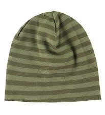 Joha Beanie - Wool - 2-layer - Green w. Stripes