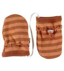 Joha Mittens - Wool - Brown w. Stripes