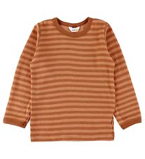 Joha Blouse - Wool - Brown w. Stripes