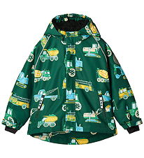 Småfolk Winter Coat w. Teddy - Evergreen w. Vehicle