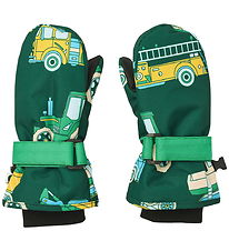 Small flock Mittens - Evergreen w. Vehicles