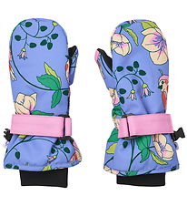Small flock Mittens - Purple delight w. Birds and Flowers