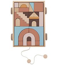 OYOY Wooden Trolley - Rainbow w. Bricks - Nature