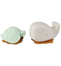 Hevea Bath Toy - Natural Rubber - Whale/Turtle - Frosty White/Sa
