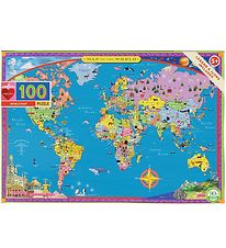 Eeboo Puzzlespiel - 100 Teile - Weltkarte